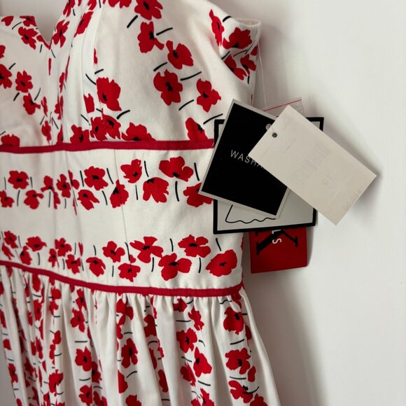 Vintage R&K Originals Red Poppy Flower Built in Bra Fit and Flare Sundress 10 - Picture 5 of 15